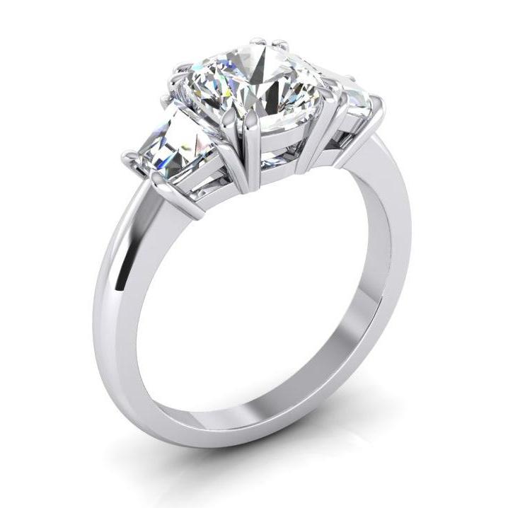 Bague de mariage diamant coussin étincelant à trois pierres de 2.20 carats - HarryChadEnt.FR