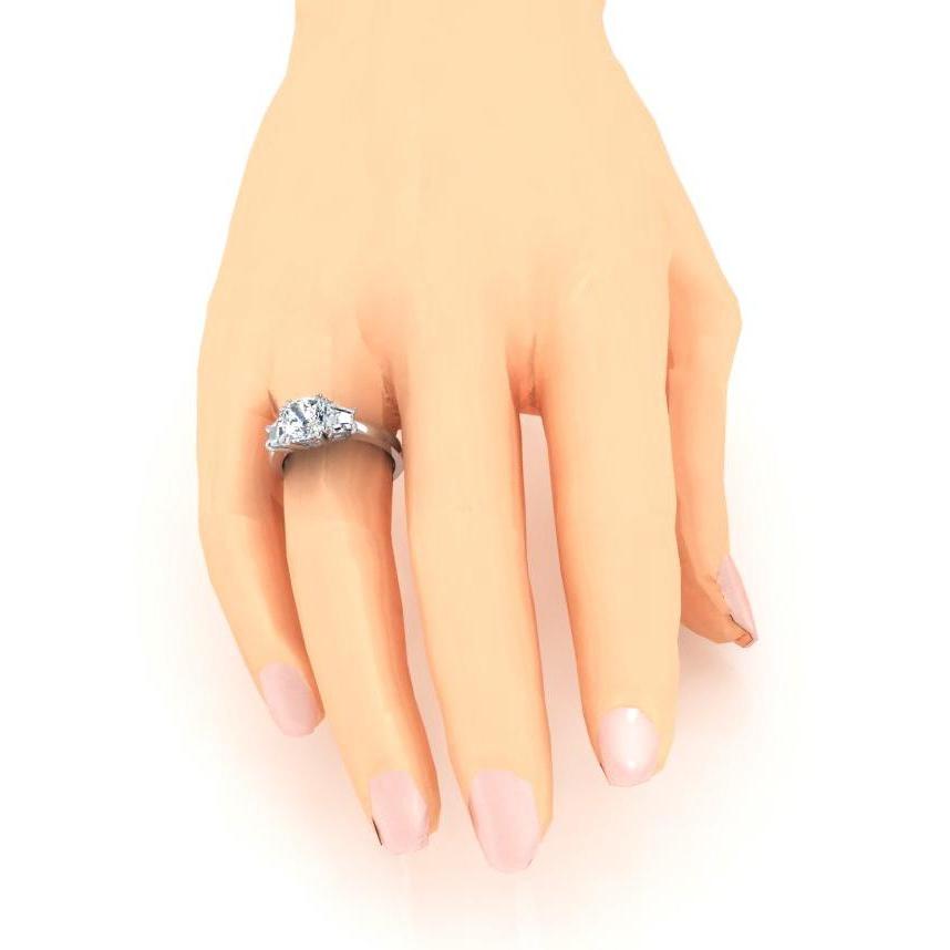 Bague de mariage diamant coussin étincelant à trois pierres de 2.20 carats - HarryChadEnt.FR