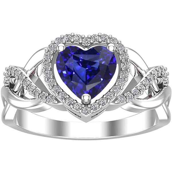 Bague de mariage diamant étincelant tige torsadée saphir bleu 3.50 carats - HarryChadEnt.FR