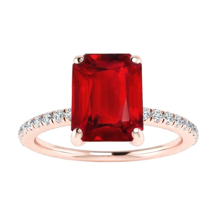 Bague de mariage diamant rubis émeraude et diamants 11.25 carats or rose 14 carats - HarryChadEnt.FR