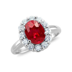 Bague de mariage diamant rubis naturel rouge or blanc 14K 6,5 ct