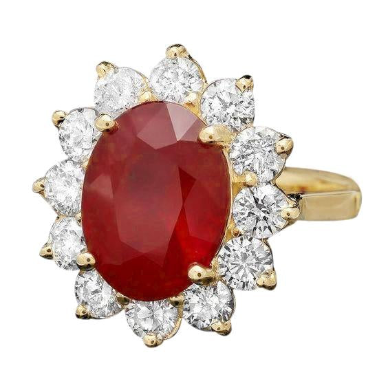 Bague de mariage diamant rubis rouge 5 carats en or jaune 14 carats - HarryChadEnt.FR