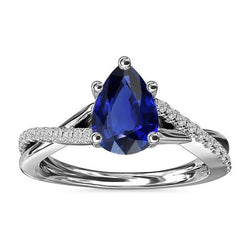 Bague de mariage diamant saphir bleu bijoux style torsadé 2,50 carats