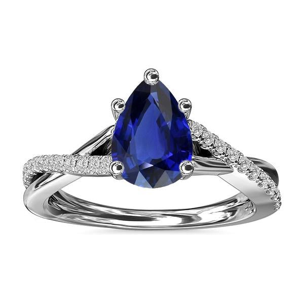 Bague de mariage diamant saphir bleu bijoux style torsadé 2,50 carats - HarryChadEnt.FR