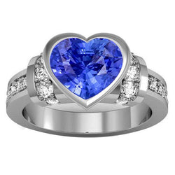 Bague de mariage diamant serti clos saphir bleu clair 4 carats or 14K