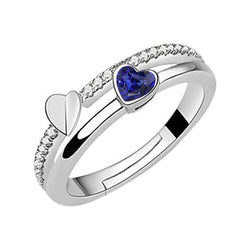 Bague de mariage diamant sertie coeur saphir bleu 2 carats bijoux dames