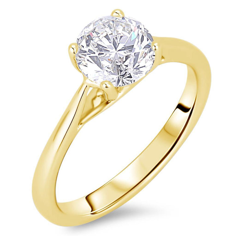 Bague de mariage diamant solitaire taille ronde 3 carats or jaune 14K - HarryChadEnt.FR