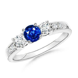 Bague de mariage diamants saphir Sri Lanka ronds 3.40 carats