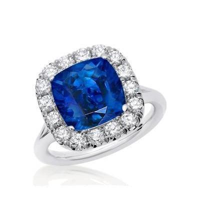 Bague de mariage diamants saphir Sri Lanka sertie 3.80 ct or blanc - HarryChadEnt.FR