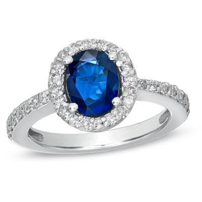 Bague de mariage diamants saphir de Ceylan sertie griffes 1.90 ct or blanc 14K - HarryChadEnt.FR