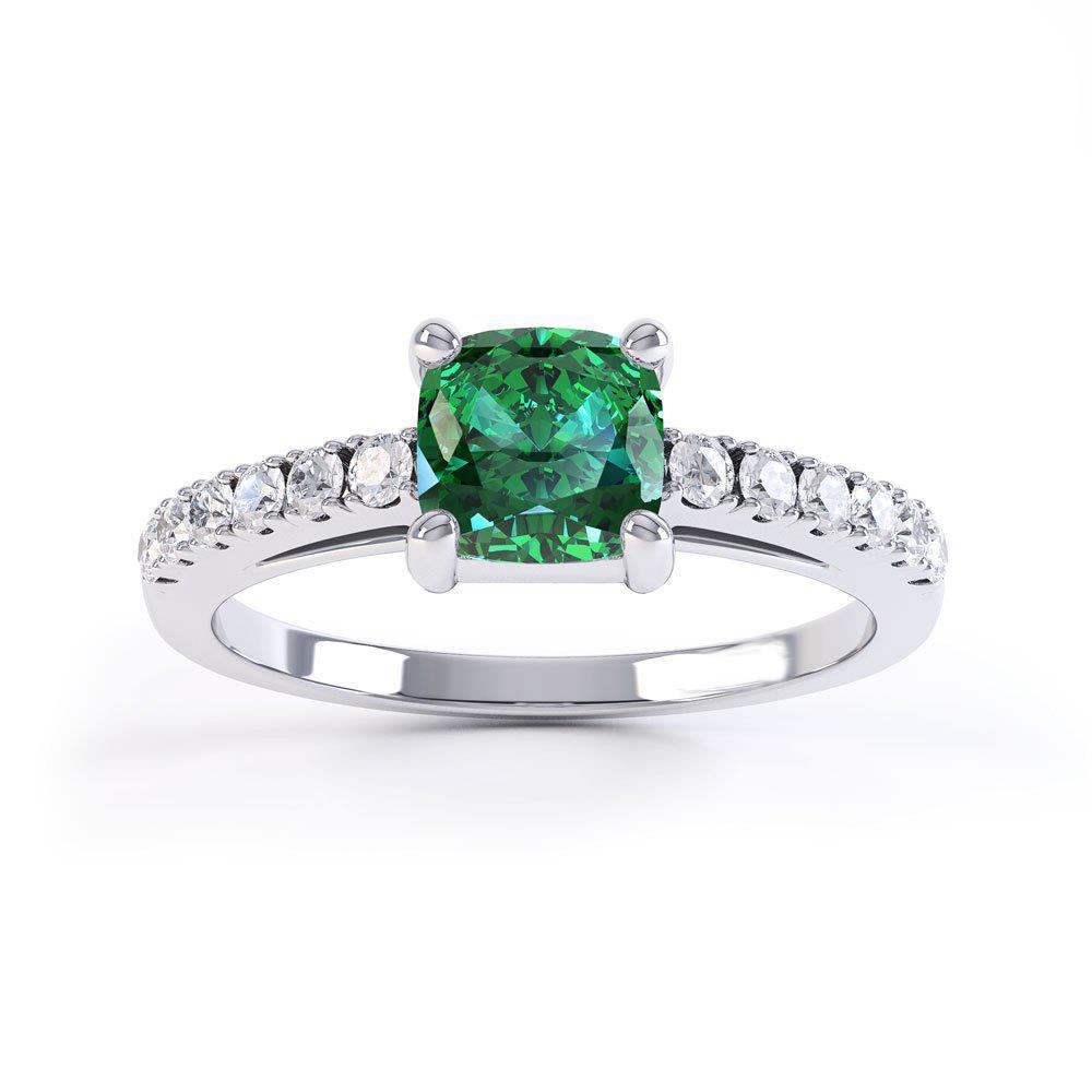 Bague de mariage émeraude verte de 3.2 ct avec diamants en or blanc 14K - HarryChadEnt.FR