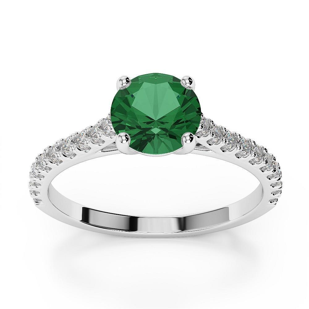 Bague de mariage émeraude verte de 3.7 ct avec diamants en or blanc 14 carats - HarryChadEnt.FR
