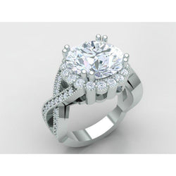 Bague de mariage en diamant de style antique rond de 3 carats Joaillerie fine