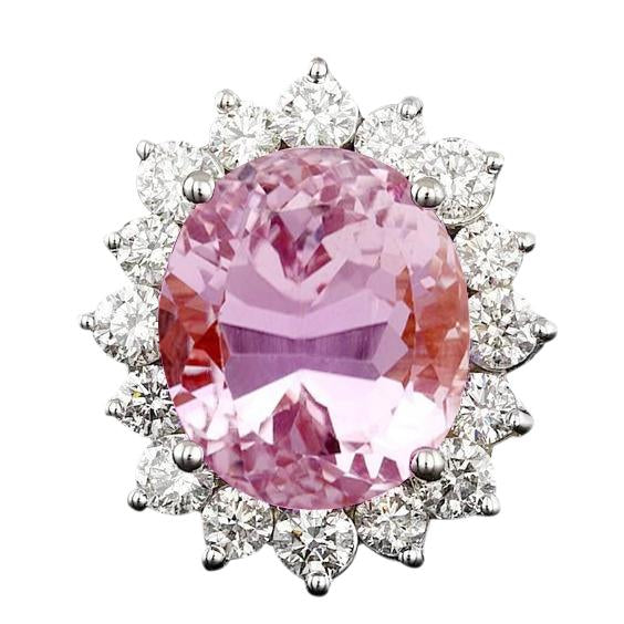 Bague de mariage en diamant et kunzite rose naturelle 22 Ct. Or Blanc 14K - HarryChadEnt.FR