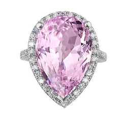 Bague de mariage en diamant rose Kunzite 20.40 Ct Bijoux en or blanc
