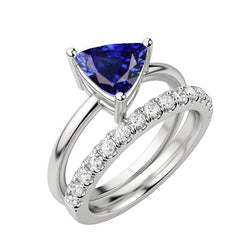 Bague de mariage en diamant sertie de mille milliards de saphirs bleus en or 2 carats 14 carats