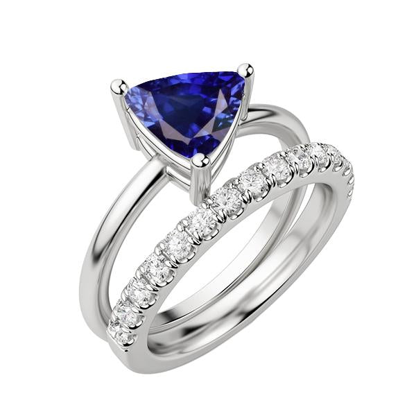Bague de mariage en diamant sertie de mille milliards de saphirs bleus en or 2 carats 14 carats - HarryChadEnt.FR