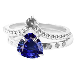 Bague de mariage en diamant sertie de mille milliards de saphirs bleus naturels 2 carats