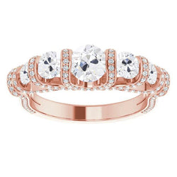 Bague de mariage en or pour femme ronde Vieux mineur Diamond Bar Set 9.50 carats