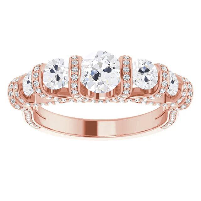 Bague de mariage en or pour femme ronde Vieux mineur Diamond Bar Set 9.50 carats - HarryChadEnt.FR