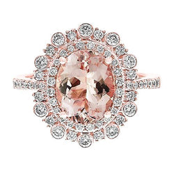Bague de mariage en or rose 14K 18 carats Morganite avec diamants Nouveau