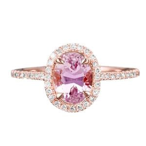 Bague de mariage en or rose taille ovale Kunzite et diamants 12 carats Bijoux - HarryChadEnt.FR