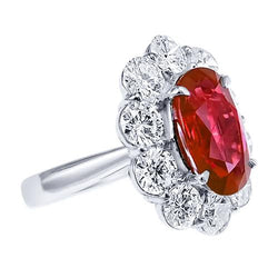 Bague de mariage en rubis de 6.5 ct avec diamants en or blanc 14K Joaillerie fine