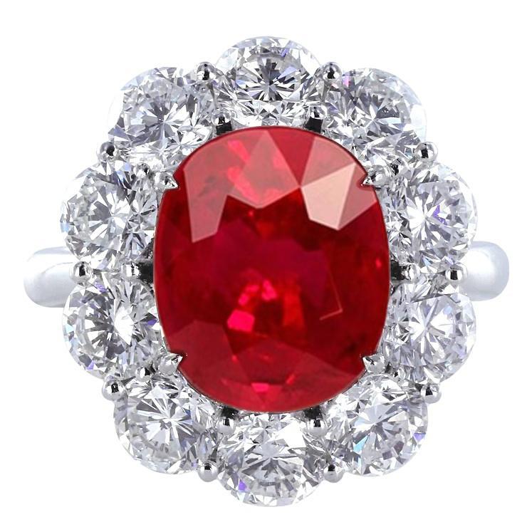 Bague de mariage en rubis de 6.5 ct avec diamants en or blanc 14K Joaillerie fine - HarryChadEnt.FR