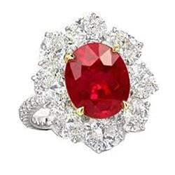 Bague de mariage en rubis ovale naturel avec diamants 6,10 ct en or 14 carats