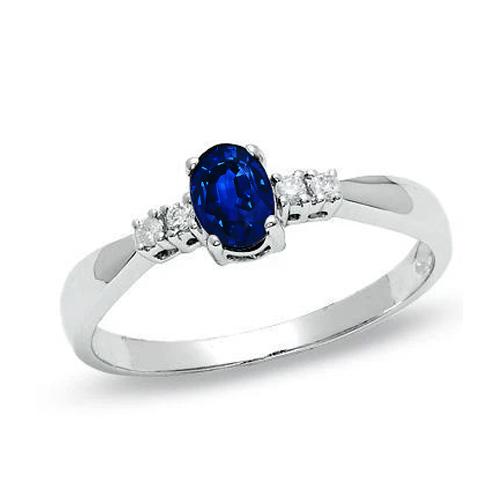 Bague de mariage en saphir de Ceylan de 1.40 ct avec diamants et cinq pierres - HarryChadEnt.FR