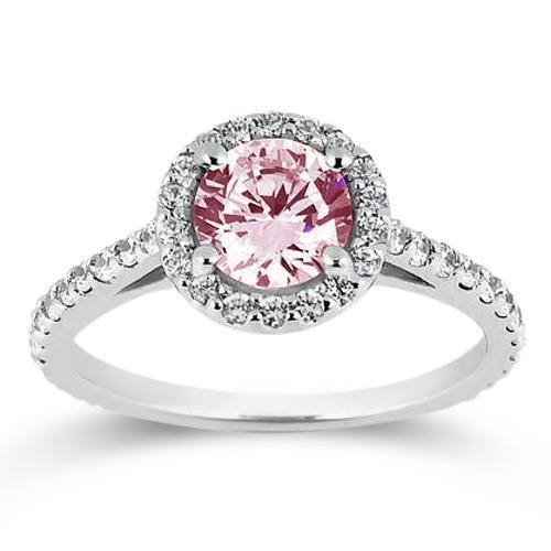 Bague de mariage en saphir rose de 3.51 ct et diamants ronds blancs. pierre précieuse - HarryChadEnt.FR