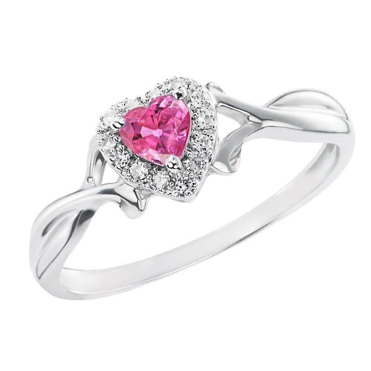Bague de mariage en saphir rose et diamant de 1.30 ct en or blanc 14K - HarryChadEnt.FR