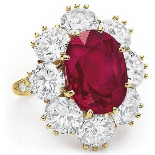 Bague de mariage en saphir rouge de ct avec diamants en or