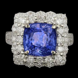 Bague de mariage en tanzanite bleue avec diamants 9.75 ct en or 14 carats