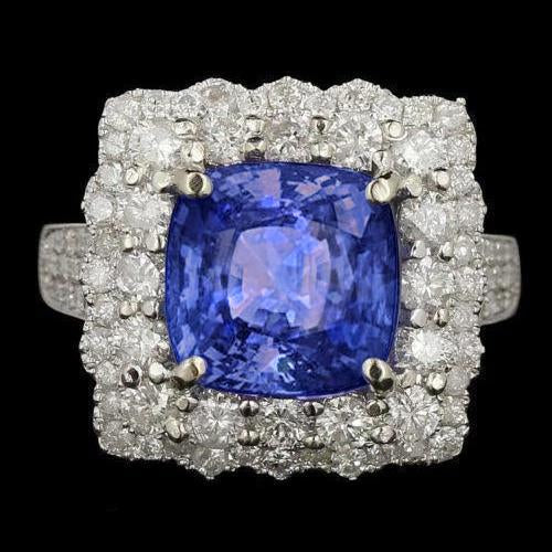 Bague de mariage en tanzanite bleue avec diamants 9.75 ct en or 14 carats - HarryChadEnt.FR