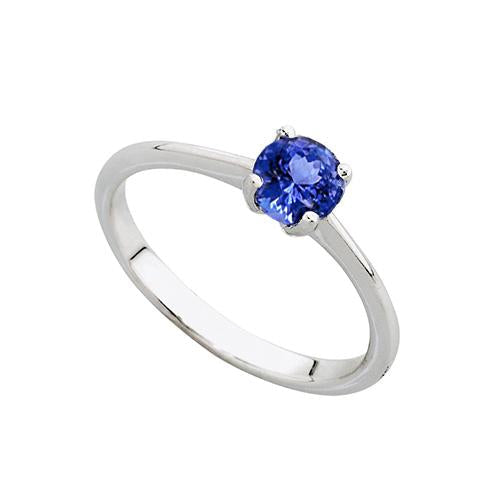 Bague de mariage en tanzanite solitaire de taille ronde 2 carats en or blanc 14 carats - HarryChadEnt.FR