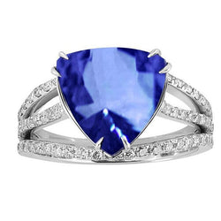 Bague de mariage étincelante de 6.01 ct et diamants de saphir de ceylan