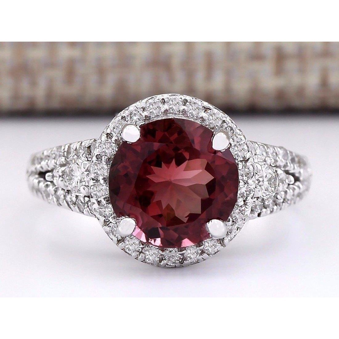 Bague de mariage halo de tourmaline et diamants 7.25 ct or blanc - HarryChadEnt.FR