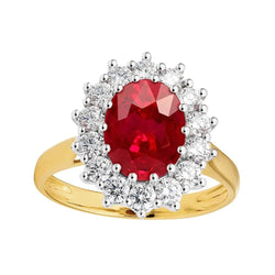 Bague de mariage ovale rubis rouge avec diamant 4.75 carats or 14K