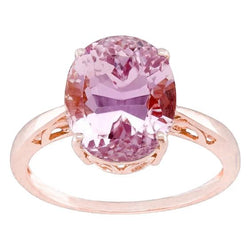 Bague de mariage ovale taille 19 carats solitaire rose Kunzite or rose 14K