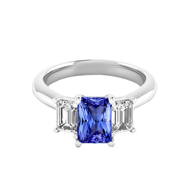 Bague de mariage pour femme Emerald Diamonds 2 Carat Srilanka Sapphire 3 Stone - HarryChadEnt.FR