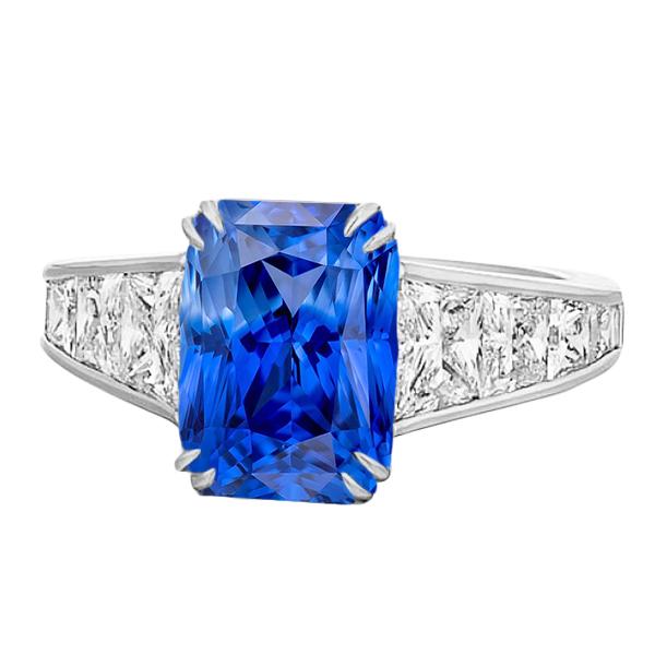 Bague de mariage radiant saphir 5 carats serti de diamants trapèze - HarryChadEnt.FR