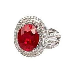 Bague de mariage rubis naturel avec diamants 4.5 carats or blanc 14K - HarryChadEnt.FR