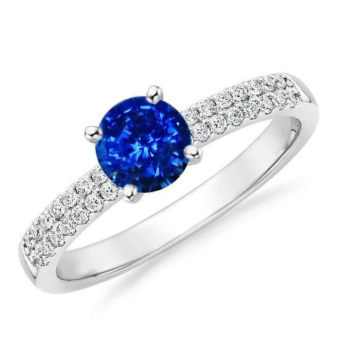Bague de mariage saphir et diamant de 1.75 ct en or blanc 14 carats - HarryChadEnt.FR