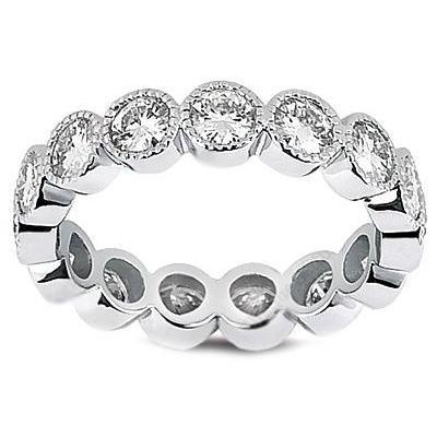 Bague d'éternité de mariage à diamants ronds 4 carats en or blanc 14 carats - HarryChadEnt.FR