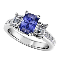 Bague diamant anniversaire saphir serti de chaîne 3 carats accents de princesse