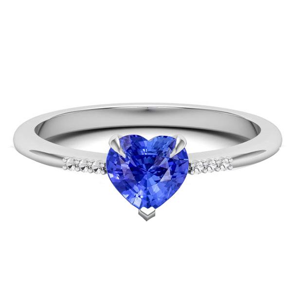 Bague diamant coeur saphir bleu clair serti de griffes en or 1.25 carats - HarryChadEnt.FR