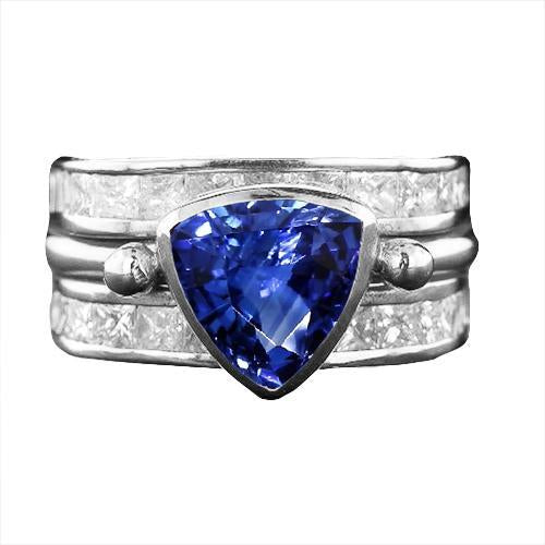 Bague diamant princesse trillion saphir style vintage 3 carats bijoux - HarryChadEnt.FR
