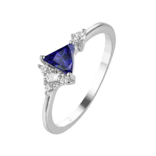 Bague diamant rond et trillion saphir 0.75 carats bijoux en pierres précieuses - HarryChadEnt.FR