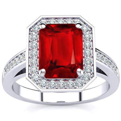 Bague diamant rubis émeraude 11 carats or blanc 14 carats serti de bijoux
